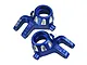 Two blue anodized aluminium steering hubs for RC cars, featuring GPM branding and 7075-T6 markings, shown against a white background.