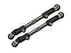 Two GPM Racing black aluminium and stainless steel front upper arm tie rods for RC cars, displayed against a white background.