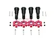 GPM Racing hardened steel CVD joints and red aluminium wheel hexes set for RC cars, including pins and screws on a white background.