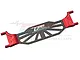 GPM Racing red aluminium and carbon fibre battery cover for RC cars, featuring a central carbon plate with red metal ends.