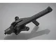 A black GPM Racing aluminium front chassis brace for an RC car, shown from an angled perspective against a grey background.