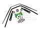 GPM Racing green aluminium sway bar set including metal bars, plastic links, and mounting hardware on a white background.