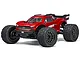 A red ARRMA VORTEKS 4X2 Boost 1/10 scale RC stadium truck on a white background.