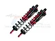 Two GPM Racing red and black aluminium piggyback shock absorbers for RC cars, shown against a white background with a faint logo watermark.