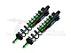 Two GPM Racing green and black aluminium piggyback shock absorbers for RC cars, shown against a white background with a faint watermark.