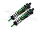 Two GPM Racing green and black aluminium piggyback shock absorbers for RC cars, shown against a white background with a faint watermark.