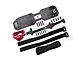 GPM Racing red aluminium servo mount and carbon fibre battery compartment set including screws and velcro straps.