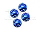 Four blue anodized aluminium flanged wheel nuts with GPM branding, arranged on a white background.