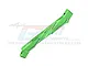 A green anodized aluminium front chassis brace for RC cars by GPM Racing, featuring 7075-T6 laser etching.
