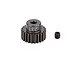 A dark grey Factory Team 23T pinion gear with a matching grub screw on a white background.