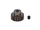 A Factory Team 24T pinion gear made of dark grey aluminium, shown with a small grub screw on a white background.