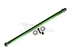 GPM Racing green aluminium centre drive shaft with steel ends, including small screws and washers, isolated on a white background.