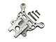 A silver aluminium front suspension link brace by GPM Racing, shown with three included mounting screws on a white background.