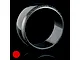A single black MST drift tyre with embossed sidewall text against a black background, featuring a red dot indicator in the bottom left corner.