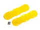 Two bright yellow scale recovery boards for RC vehicles, shown with two small black mounting screws on a white background.
