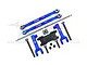 GPM Racing blue aluminium rear sway bar set for RC cars, including blue links, black mount, metal screws, and small hardware components.