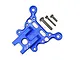 A blue anodized aluminium front suspension link brace for RC cars by GPM Racing, shown with three included mounting screws.