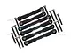 A set of GPM Racing black aluminium turnbuckles with plastic rod ends and accompanying metal screws on a white background.