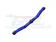 A blue anodized aluminium steering link rod for an RC car, featuring three mounting points and GPM branding.