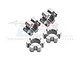 Four silver GPM Racing aluminium wheel hex adapters for RC cars, featuring a 7075 alloy marking.