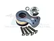 GPM Racing grey aluminium 25T servo horn with mounting hardware, including screws and a washer, on a white background.