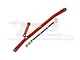 GPM Racing orange aluminium steering linkage set for RC cars, featuring metal rods, screws, and nuts on a white background.