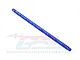 A blue anodized aluminium chassis brace for RC cars by GPM Racing, featuring a lightweight skeletonized design.