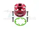 A red anodized aluminium differential case for RC cars by GPM Racing, including four mounting screws and a green gasket.