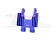 A blue anodized aluminium RC part by GPM Racing, featuring a machined design with vertical fins and mounting holes.