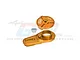 GPM Racing gold anodized aluminium 25T servo saver assembly parts against a white background.