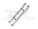Two silver GPM Racing adjustable aluminium camber links for RC cars, featuring 7075 alloy markings and black hardware.