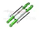 Two green GPM Racing adjustable aluminium camber links with silver turnbuckles, screws, and nuts on a white background.