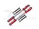 Two red aluminium adjustable camber links with silver rods, mounting screws, and nuts, displayed against a GPM Racing logo background.