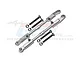 Two silver GPM Racing aluminium adjustable camber links with included black screws and silver nuts on a white background.
