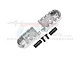 A pair of silver GPM Racing aluminium foot pegs for RC motorcycles, including two black mounting pins and two flat-head screws.