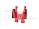 A red anodized aluminium RC motorcycle part, specifically a faucet seat support, featuring GPM branding and 7075 alloy marking.