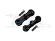 Two black aluminium steering assembly mounts with two silver screws, set against a white background with a faint GPM Racing logo.