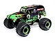 Losi Mini LMT Grave Digger 1/18 scale RC monster truck in black and green with iconic skull graphics and BKT tires.