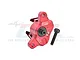 A red GPM Racing 7075 aluminium front brake caliper for an RC motorcycle, shown with a single black mounting screw on a white background.