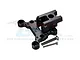 A black GPM Racing 7075-T6 aluminium front suspension link brace for RC cars, shown with two included metal screws against a white background.