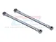 Two silver aluminium steering links for RC cars by GPM Racing, shown against a white background with a faint brand watermark.
