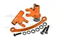GPM Racing orange anodised aluminium steering bellcrank and drag link assembly with bearings and screws.