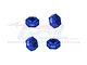 Four blue anodized aluminium 12mm wheel hex adapters for RC cars, arranged on a white background with a faint GPM Racing logo watermark.