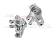 Two silver aluminium rear hubs for RC cars by GPM Racing, shown from different angles against a white background.