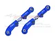 Two blue anodized aluminium and stainless steel RC rear upper links by GPM Racing, featuring 7075-T6 markings.
