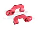 Two red anodized aluminium rear brace components for RC cars by GPM Racing, shown against a white background with a faint watermark.