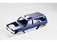 A blue painted RC car body shell for an FMS Land Cruiser 80, shown from a high-angle perspective against a plain white background.