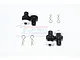 GPM Racing black aluminium magnetic body mount kit with four body clips on a white background.