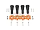 GPM Racing hardened steel CVD axle shafts and orange anodized aluminum wheel hex adapters for RC cars.