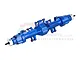 A blue anodized aluminium complete rear axle assembly for an RC car by GPM Racing, featuring silver wheel hex adapters on both ends.